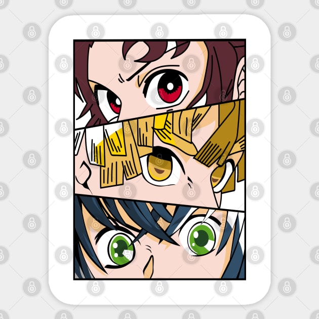 Demon Slayer Trio - Tanjiro, Zenitsu and Inosuke Sticker by Silvercrowv1